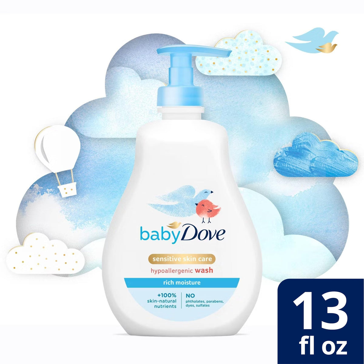 Baby Dove Body Wash Rich Moisture ingredients close-up