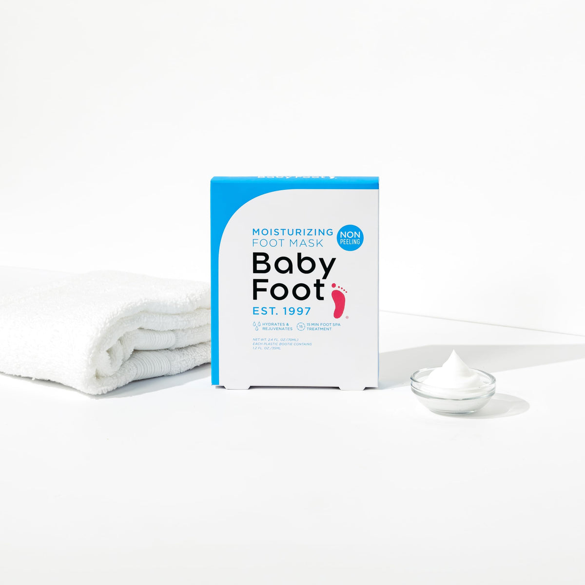 Baby Foot Hydrating Foot Mask applied on feet