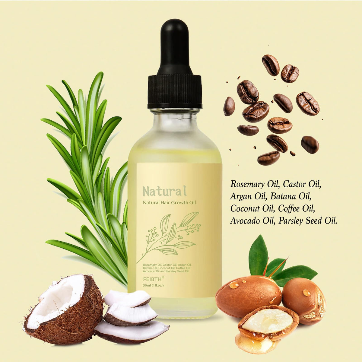 BabyFaceDiary Natural Hair Growth Oil 2 fl oz Rosemary back view