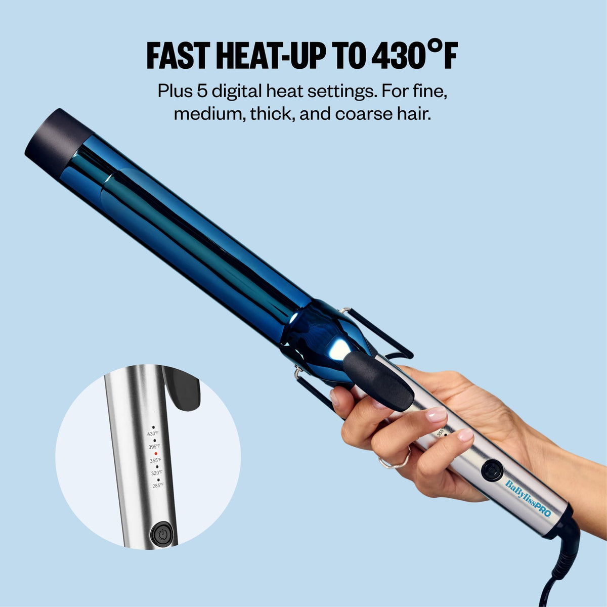BaBylissPRO curling iron cool-touch tip close-up