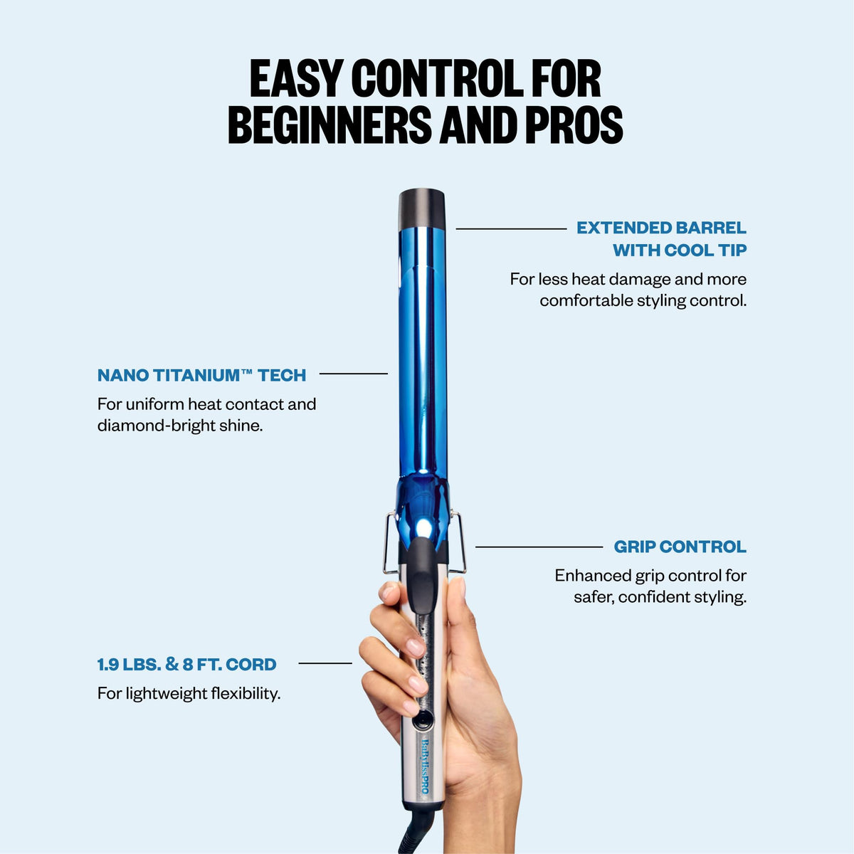 BaBylissPRO curling iron in use creating soft curls