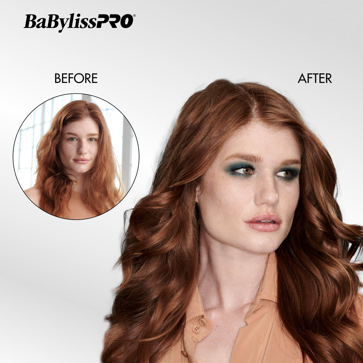 BaBylissPRO curling iron in use with styled hair