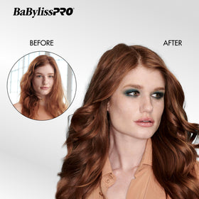 BaBylissPRO curling iron in use with styled hair