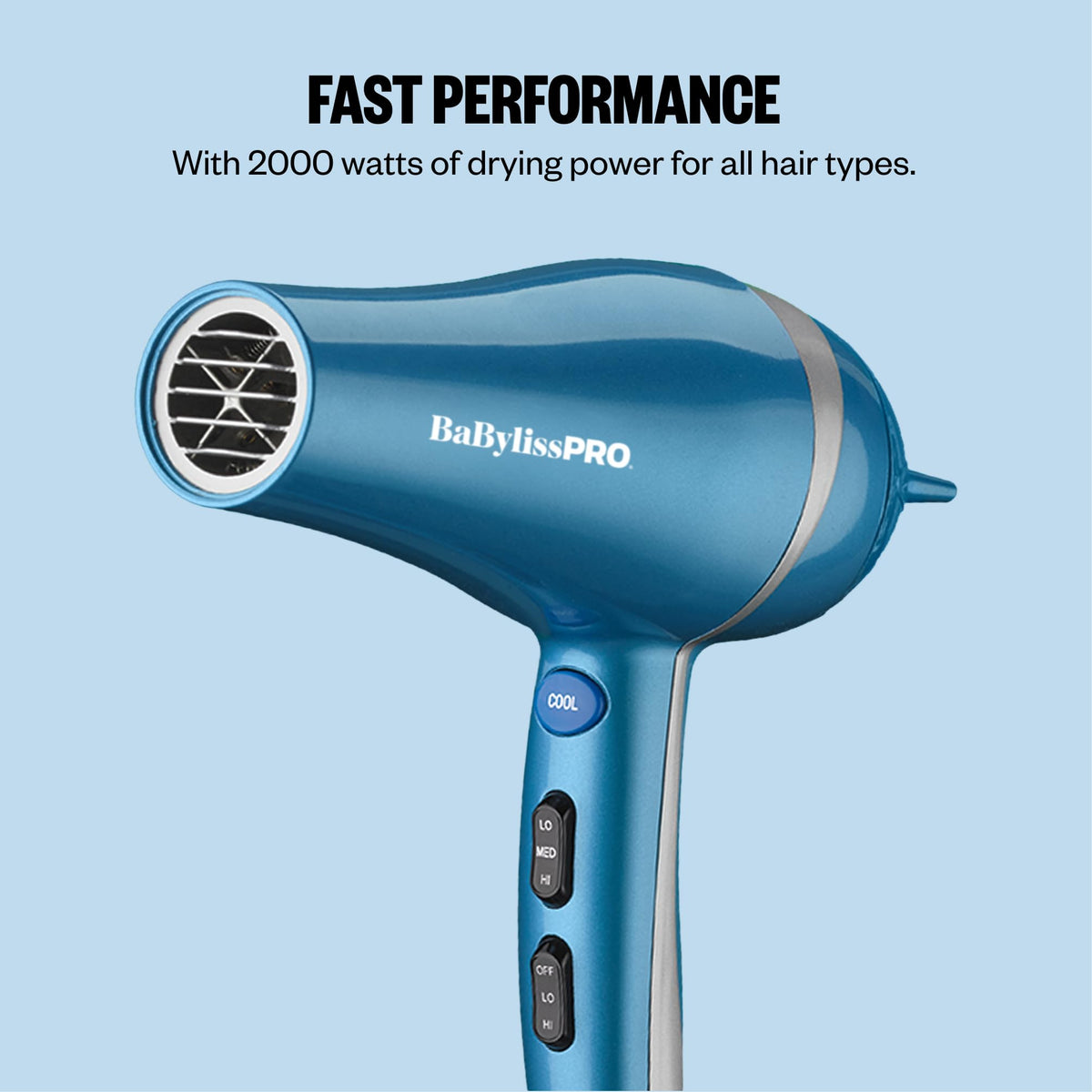 BaBylissPRO Hair Dryer side view showing controls