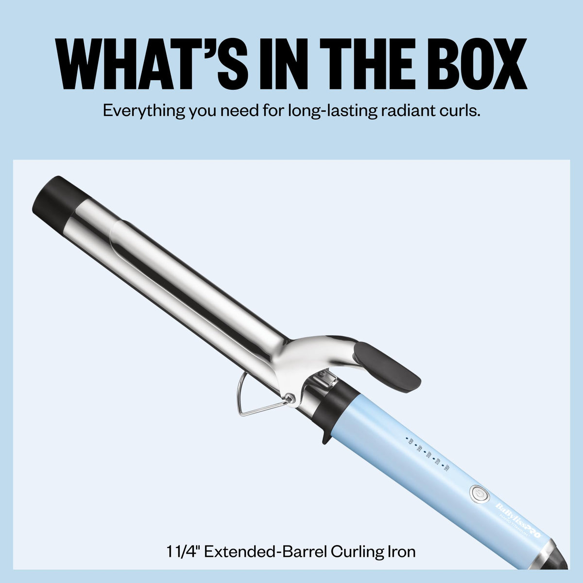 BaBylissPRO Iced Blue curling iron with 360° swivel cord