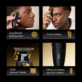 BaBylissPRO LithiumFX+ Hair Trimmer side view showing ergonomic grip