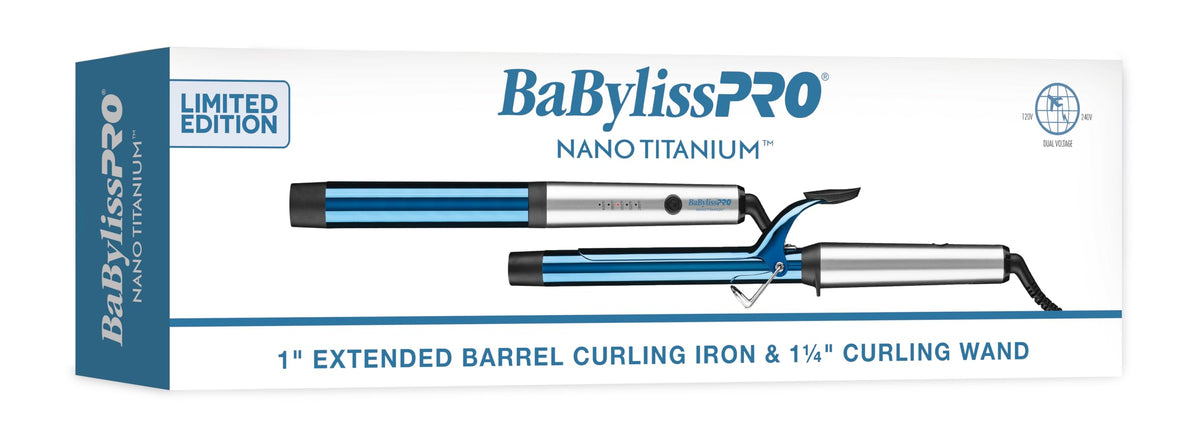 BaBylissPRO Nano Titanium Curling Iron and Wand Set with extended barrel