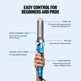 BaBylissPRO Nano Titanium Curling Iron controls close-up