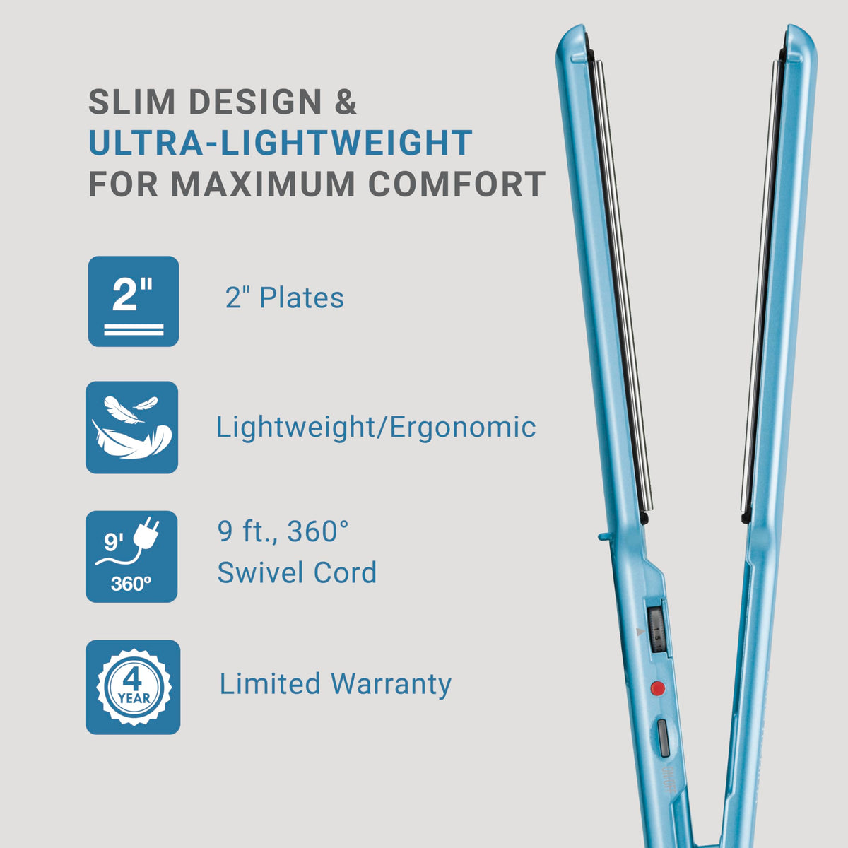 BaBylissPRO Nano Titanium Flat Iron 2-Inch with heat settings