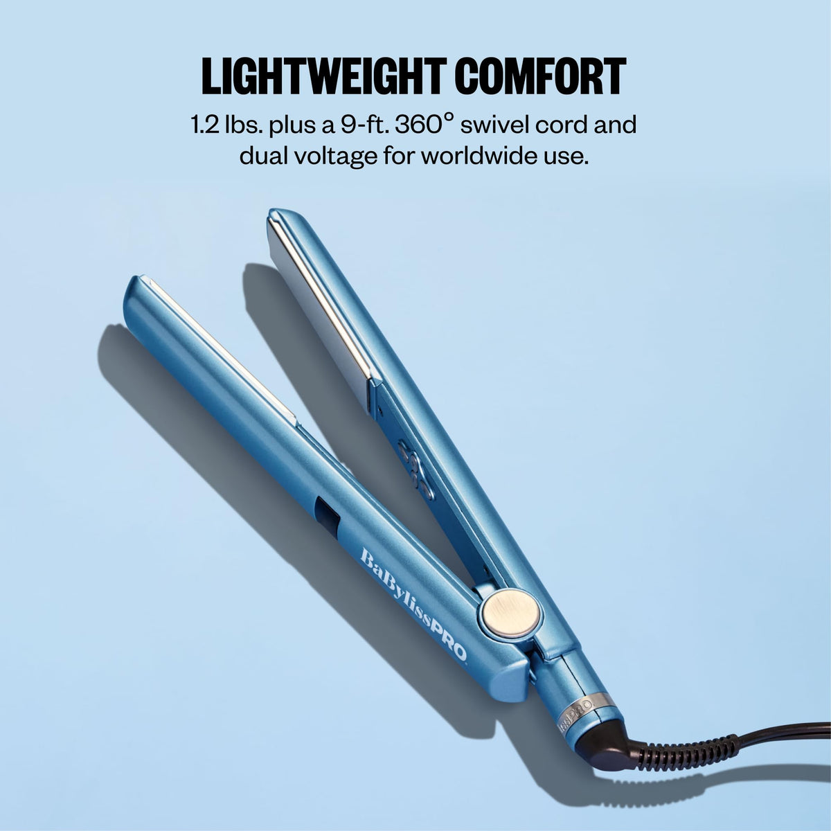 BaBylissPRO Nano Titanium Flat Iron with 9-foot swivel cord