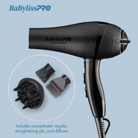BaBylissPRO Nano Titanium Hair Dryer with cool shot button highlighted