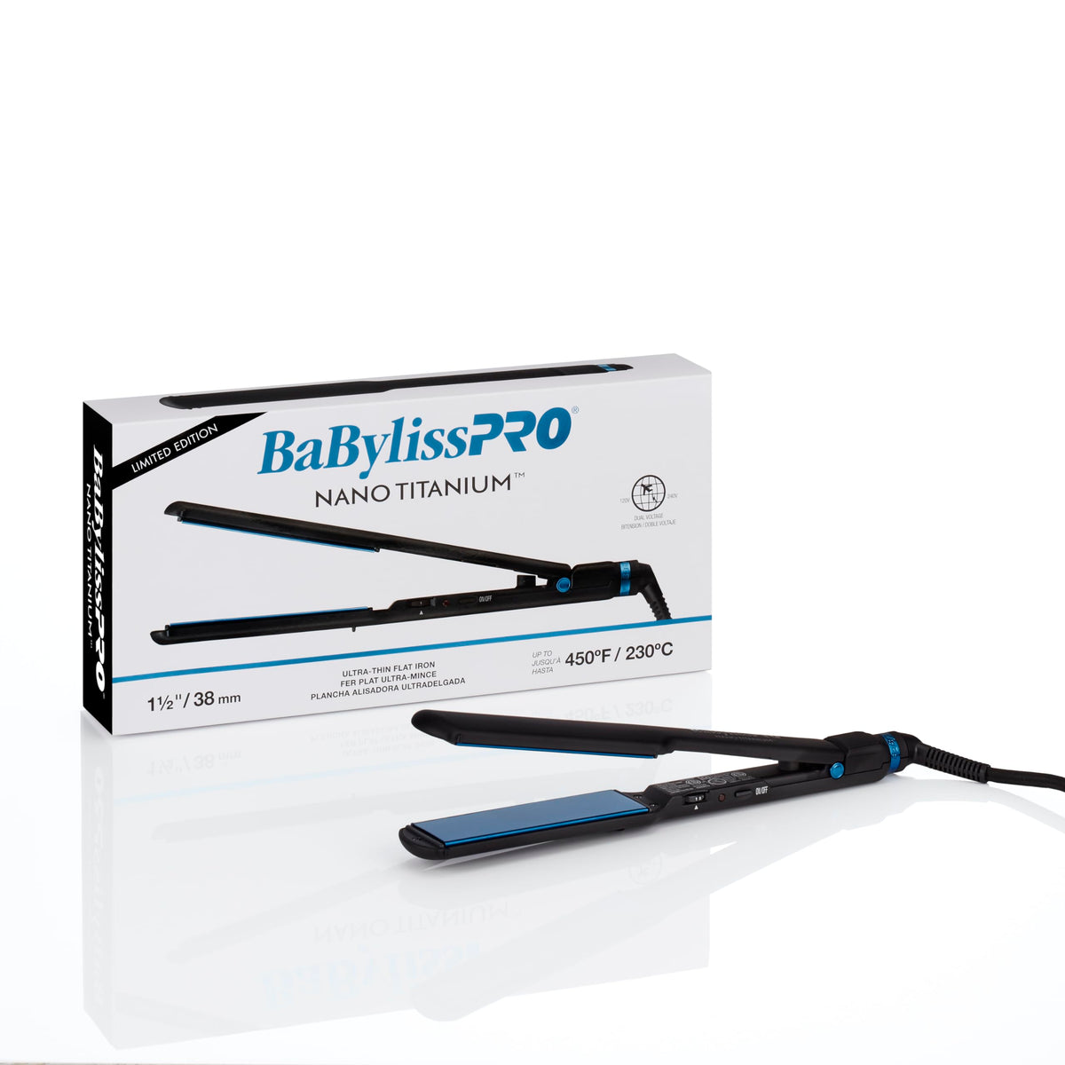 BaBylissPRO Nano Titanium Ultra-Thin Hair Straightener with extra-long plates