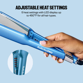 BaBylissPRO Ultra Sleek Flat Iron 1.5 inch in use on hair