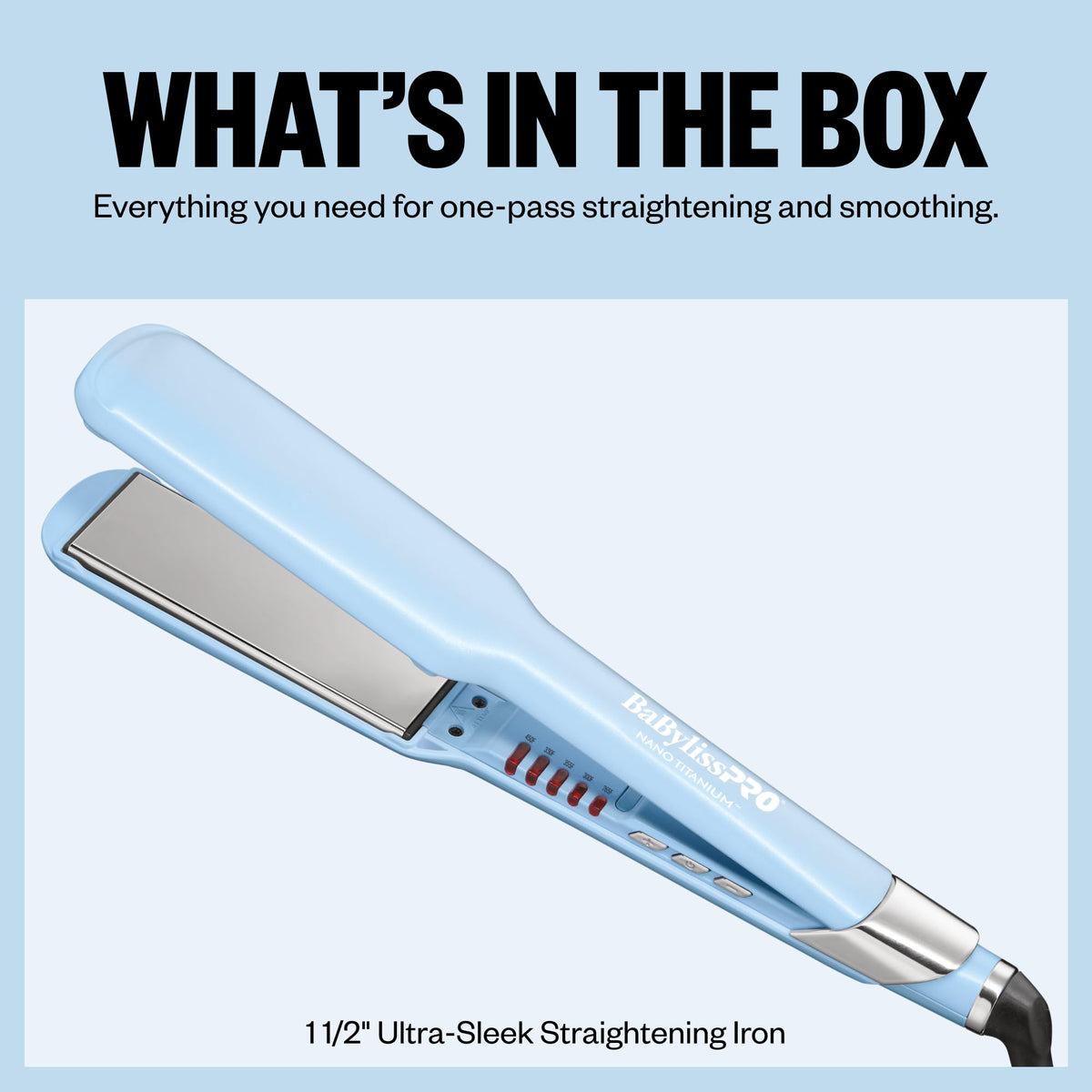BaBylissPRO Ultra Sleek Flat Iron Iced Blue LED display