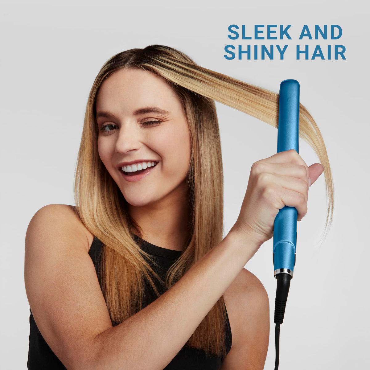 BaBylissPRO Ultra-Sleek flat iron showing LED temperature settings