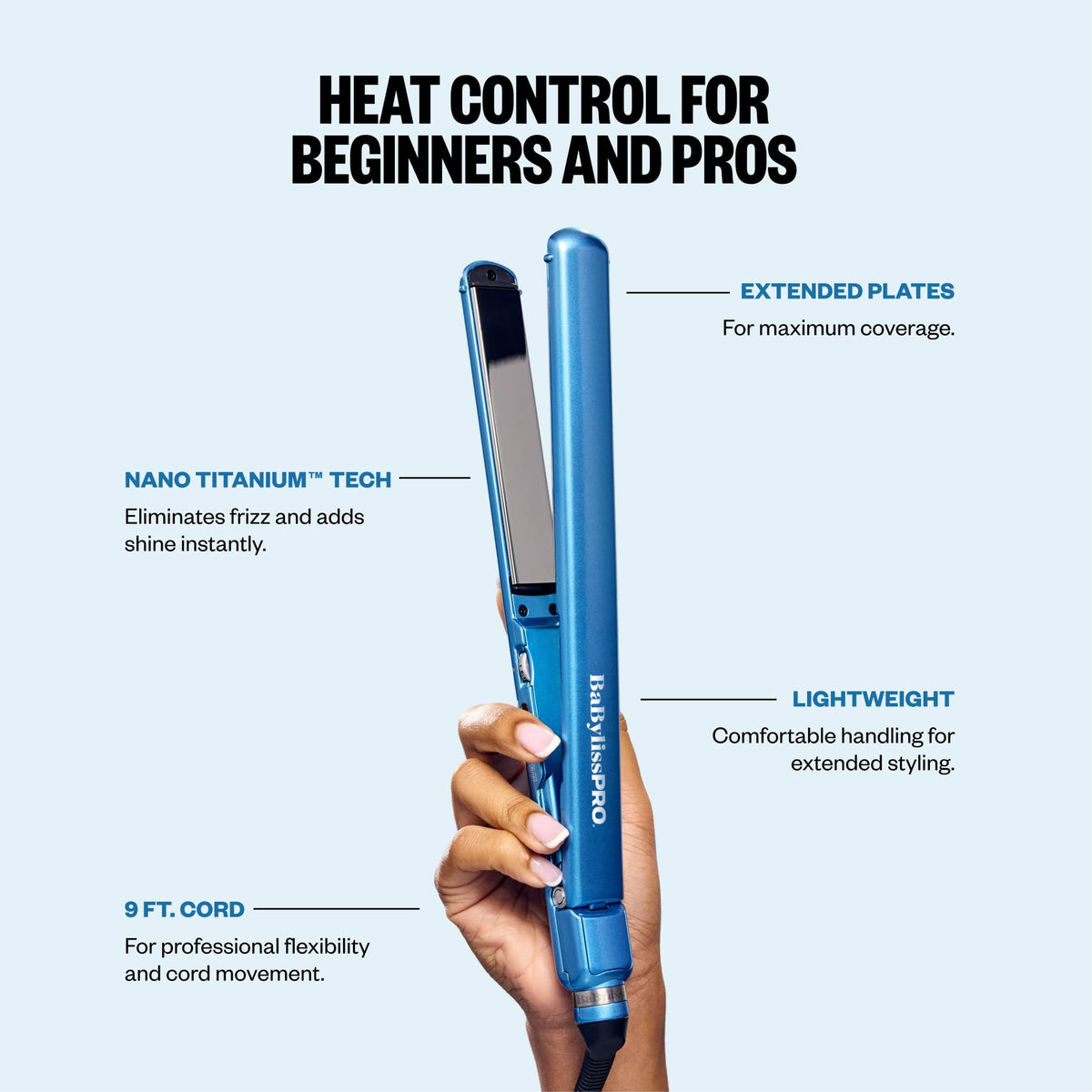 BaBylissPRO Ultra Thin Flat Iron 1-inch close-up of titanium plates