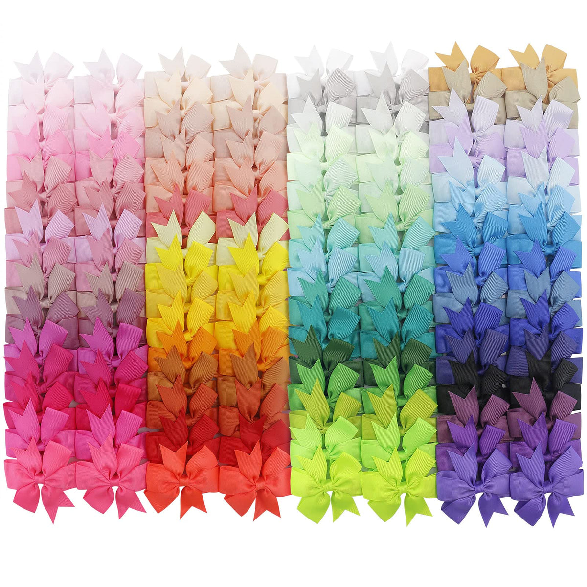 Babymatch 120PCS Grosgrain Ribbon Hair Bows assorted colours front view