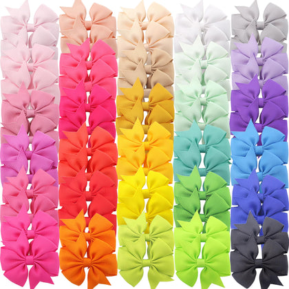 Babymatch Baby Hair Bows Clips 60Pcs assorted colours front view