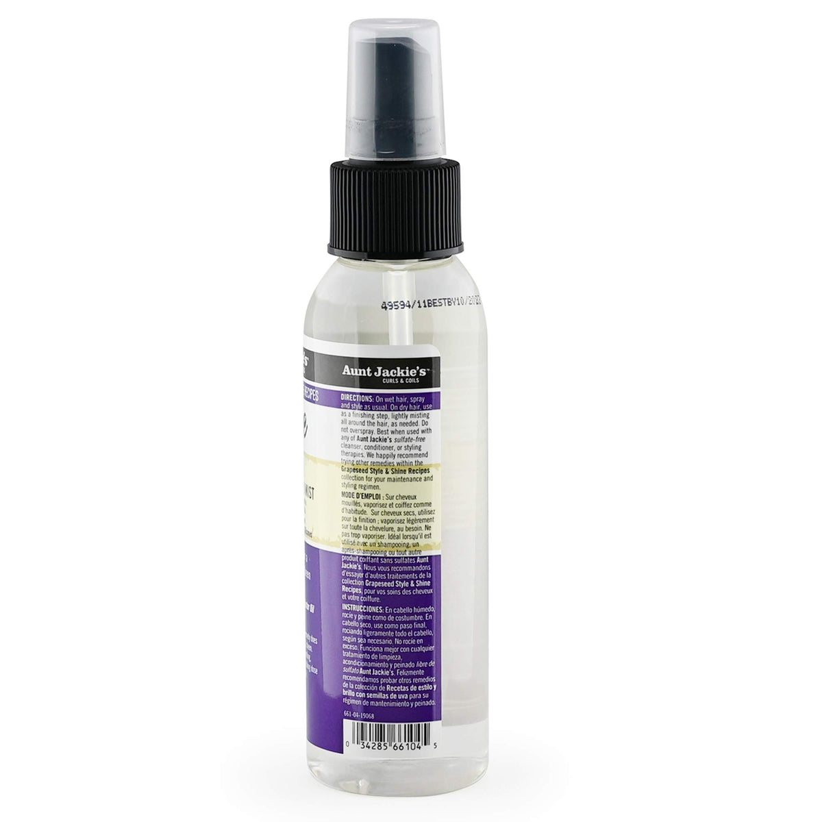 Back of Aunt Jackie's Shine Boss Refreshing Sheen Mist bottle
