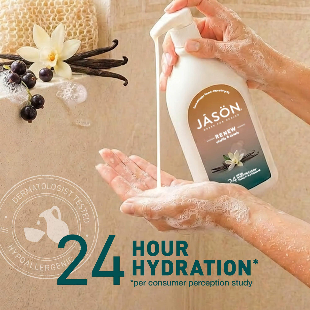 Back of JASON Vanilla & Cassis Body Wash bottle
