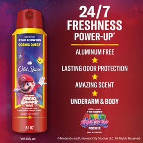 Back of Old Spice Cosmic Quest Deodorant Body Spray packaging