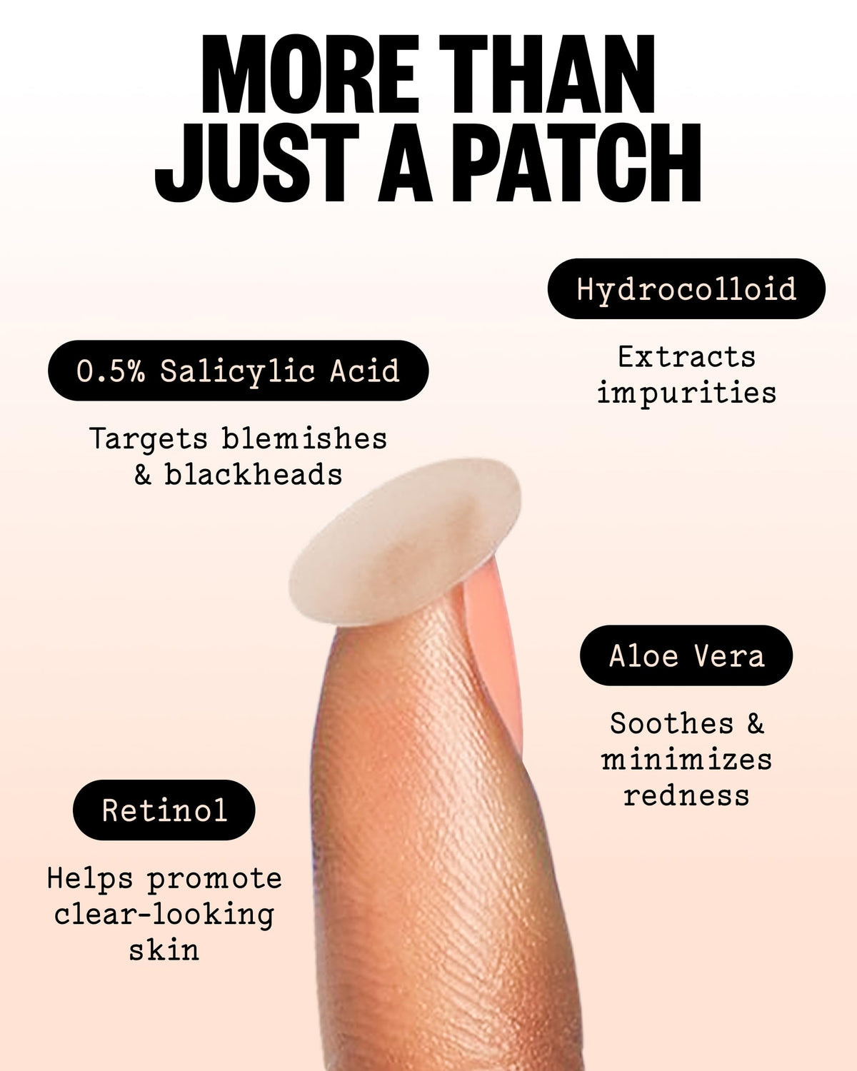 Back of PEACE OUT Acne Healing Dots packaging