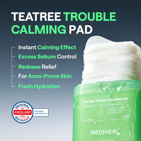 Back packaging of MEDIHEAL Teatree Trouble Calming Toner Pads
