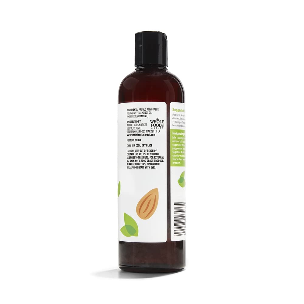 Back view of 365 Sweet Almond Oil bottle