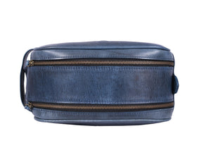 Back view of AARON LEATHER GOODS 10" Vintage Leather Toiletry Pouch