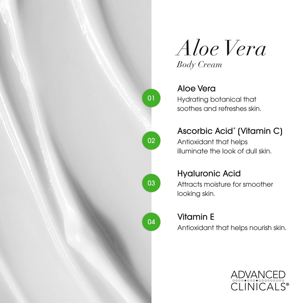Back view of Advanced Clinicals Aloe Vera Lotion packaging