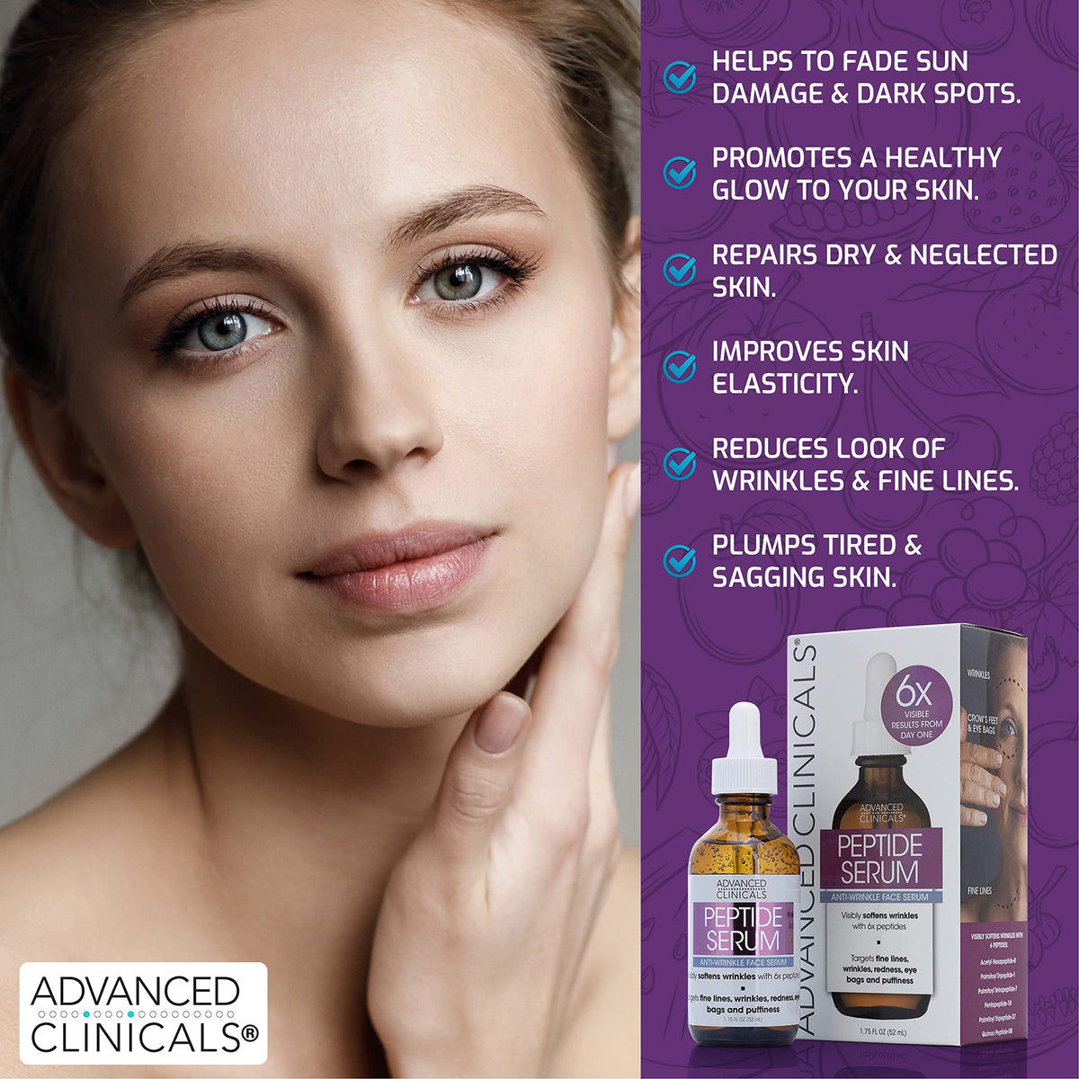 Back view of Advanced Clinicals Multi Peptides Serum packaging