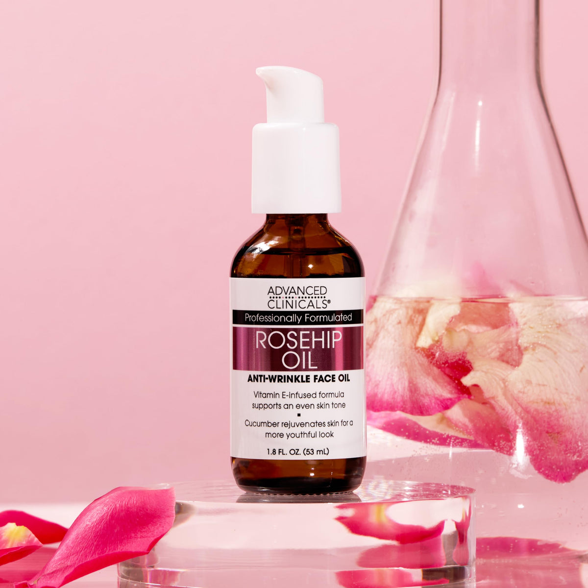 Back view of Advanced Clinicals Rosehip Oil packaging