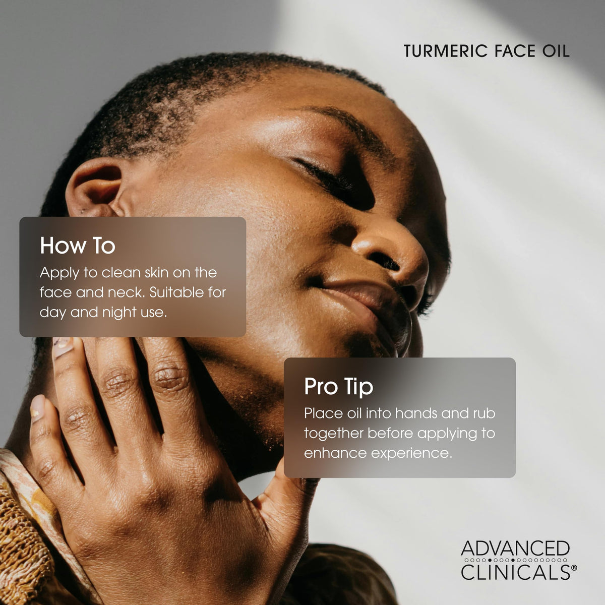 Back view of Advanced Clinicals Turmeric Oil Serum packaging