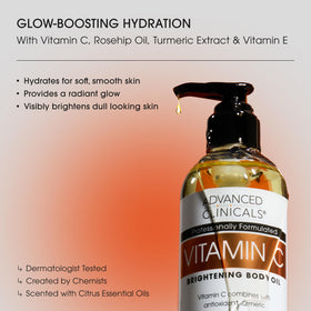 Back view of Advanced Clinicals Vitamin C Brightening Body Oil 12 Fl Oz