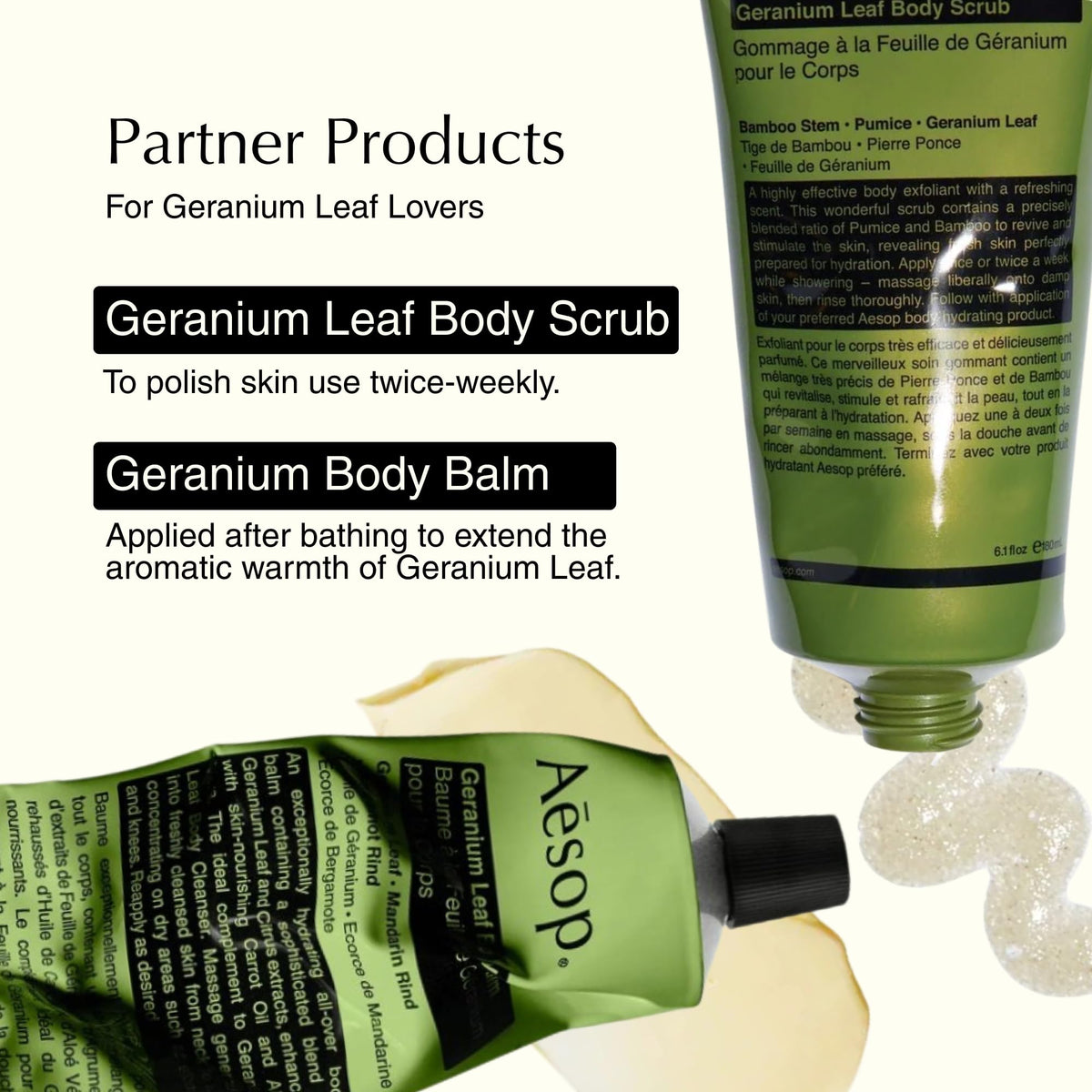 Back view of Aesop Geranium Leaf Body Cleanser bottle