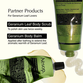 Back view of Aesop Geranium Leaf Body Cleanser bottle