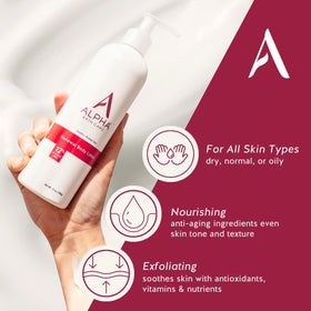 Back view of Alpha Revitalizing Body Lotion 12% Glycolic AHA packaging