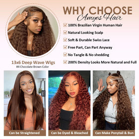 Back view of Amyes Chocolate Brown Human Hair Wig with baby hair