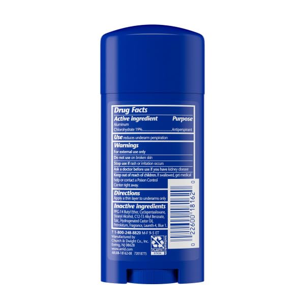 Back view of Arrid Extra Extra Dry Antiperspirant packaging