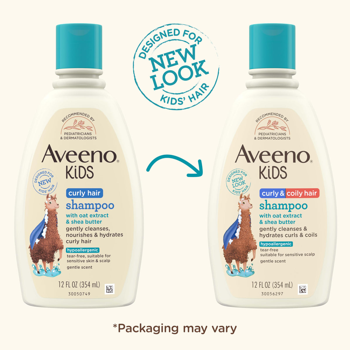 Back view of Aveeno Baby Kids Curly & Coily Hair Shampoo 12 fl oz