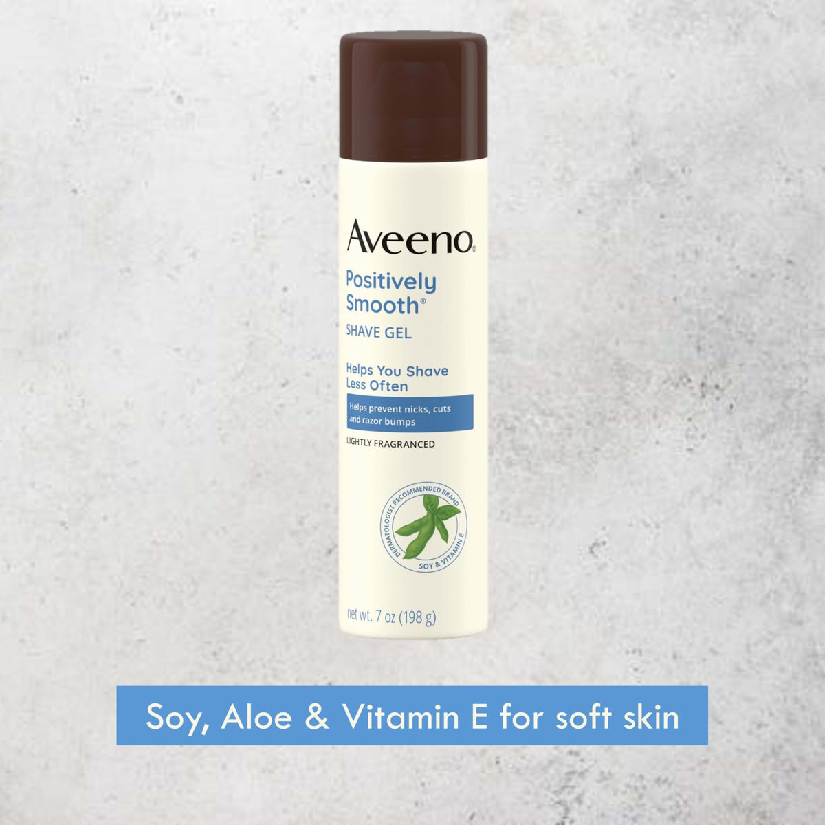 Back view of Aveeno Positively Smooth shave gel packaging