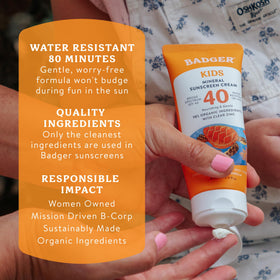Back view of Badger Kids Mineral Sunscreen packaging