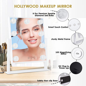 Back view of BWLLNI Vanity Mirror with power cord