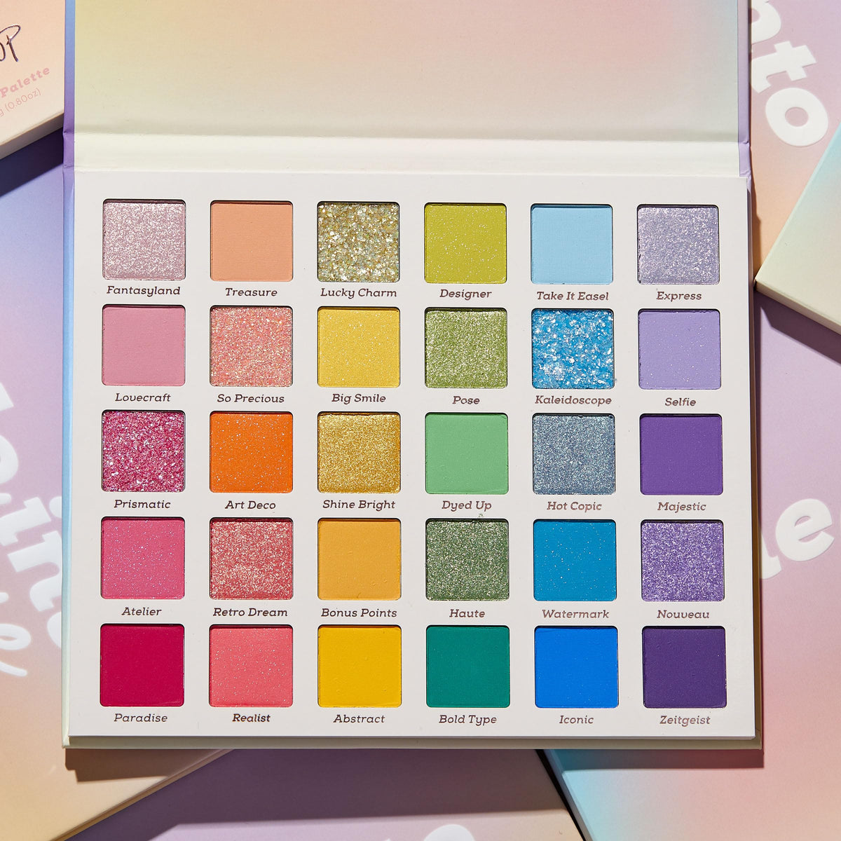 Back view of ColourPop Fade Into Hue Eyeshadow Palette packaging