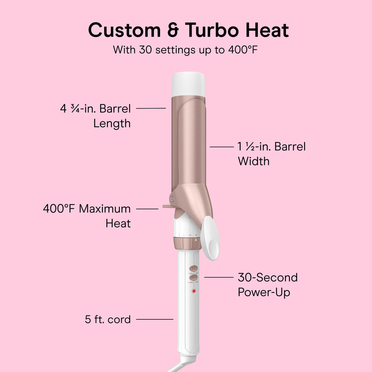 Back view of Conair Curling Iron showing swivel cord