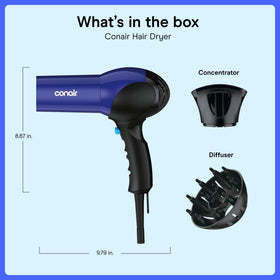Back view of Conair Hair Dryer with hinged filter for cleaning
