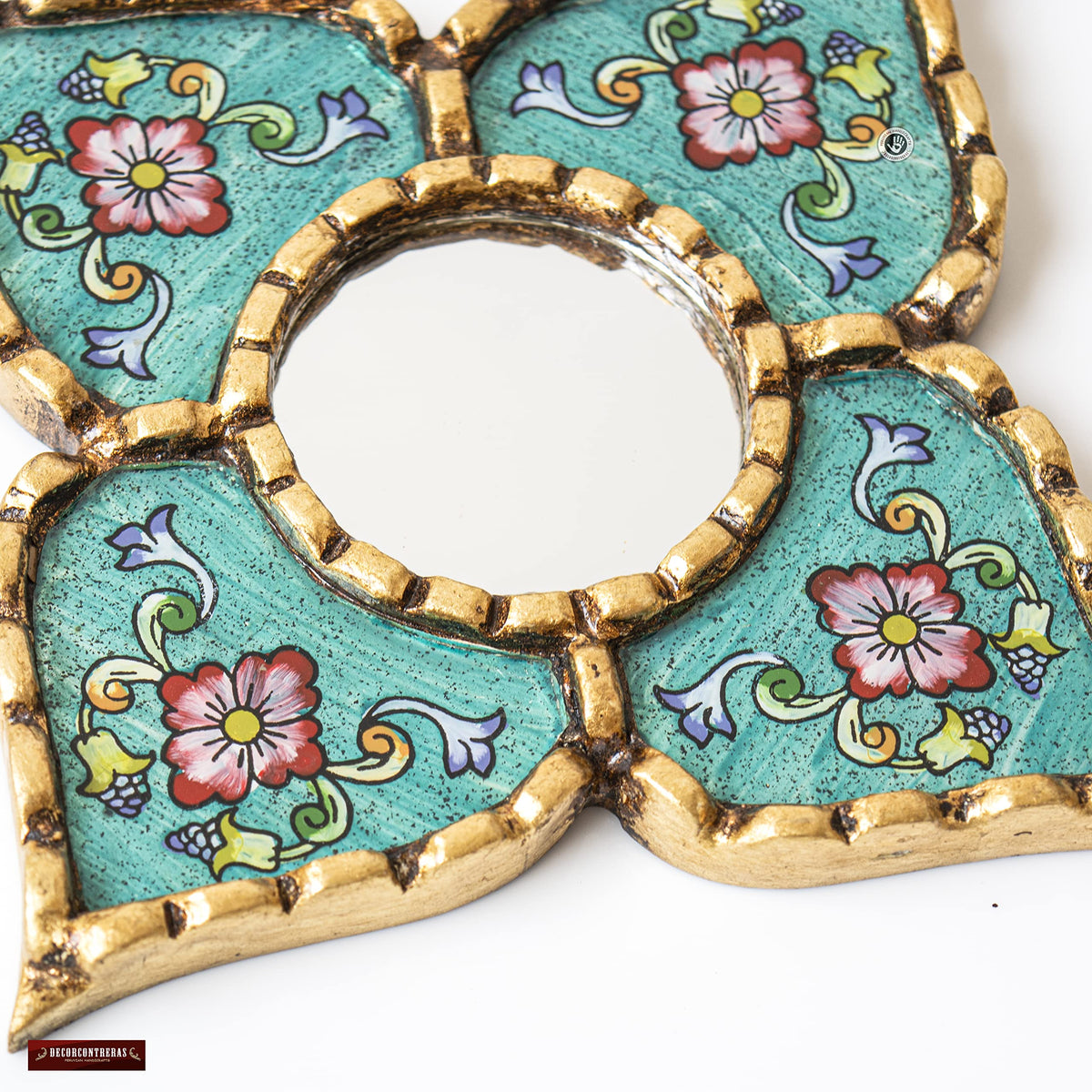 Back view of DecorContreras mirror with metal hooks