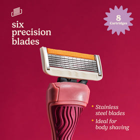 Back view of Dollar Shave Club women's razor refills showing blades