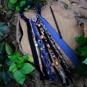 Back view of dreadlock hair tie displaying unique design
