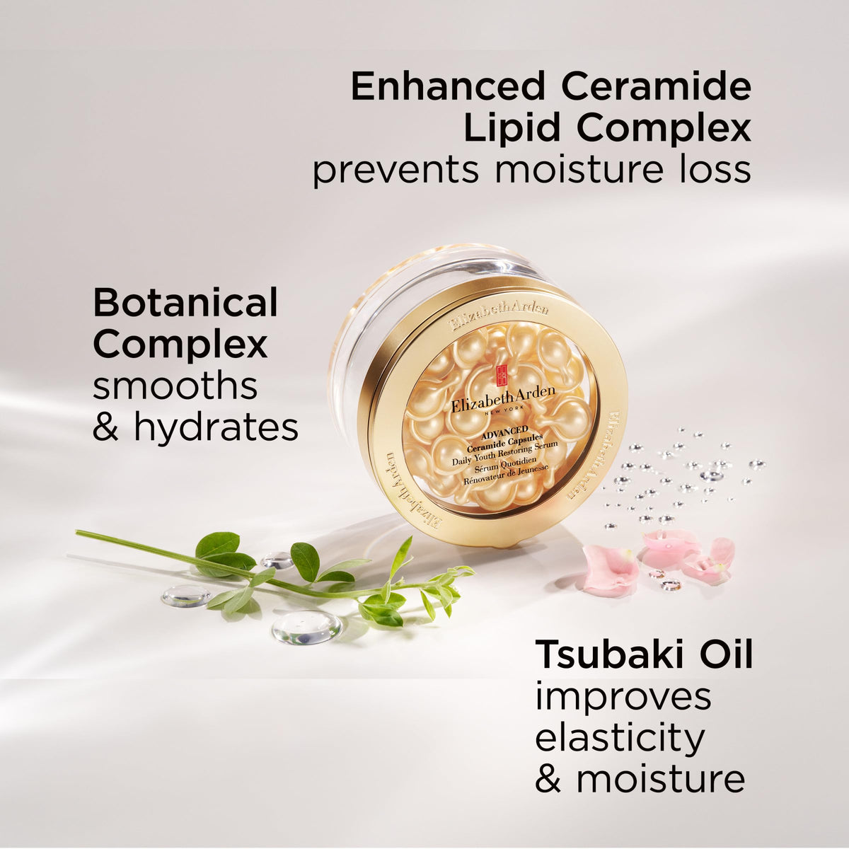 Back view of Elizabeth Arden serum capsule packaging